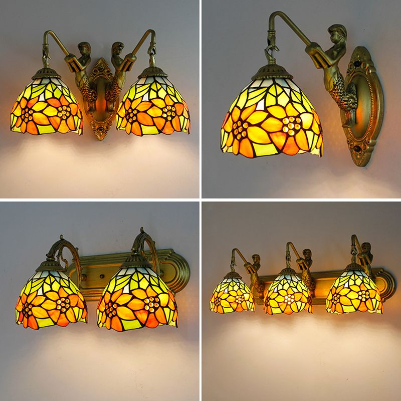 Tiffany Glass Vanity Light Simple Wall Light Sconce for Washroom