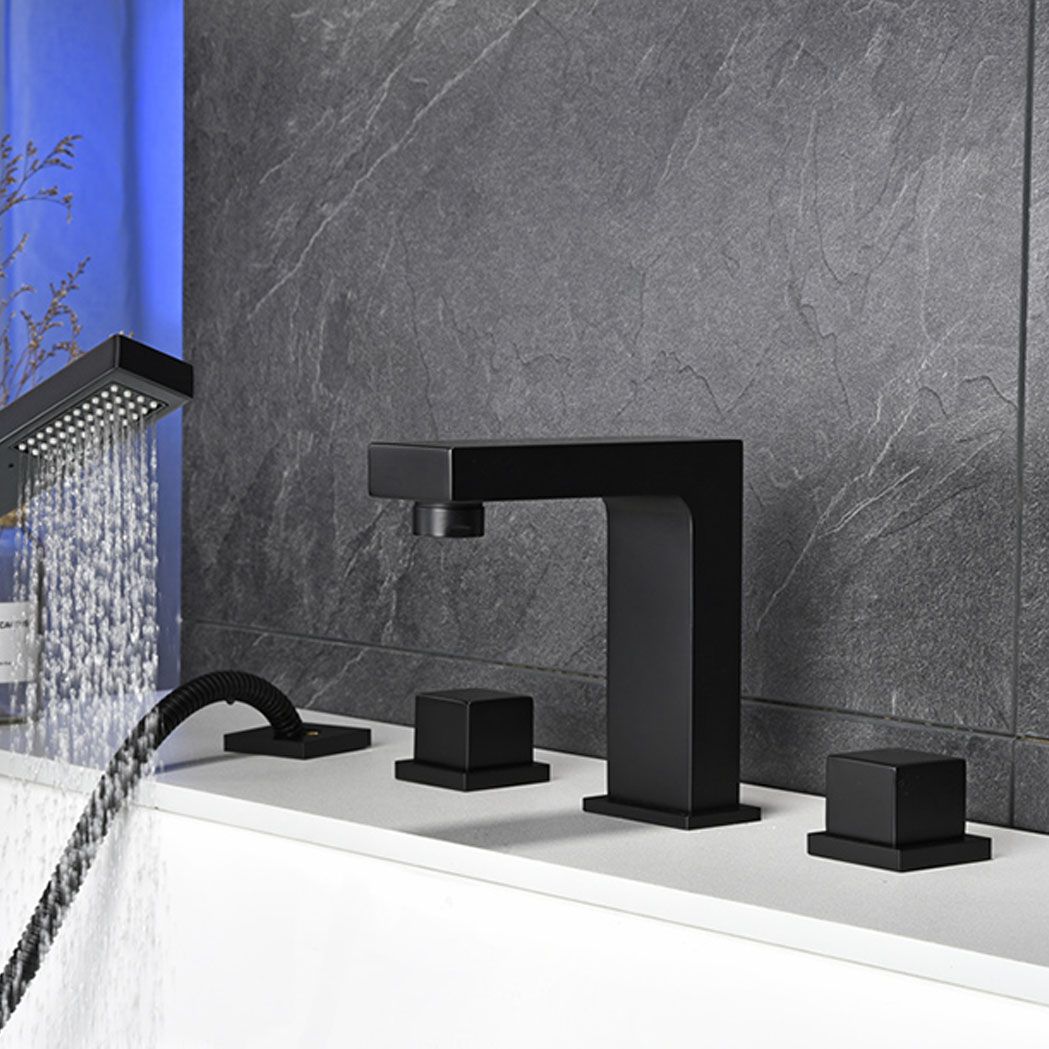 Modern Square Low Arc Faucet with Hand Shower Bathtub Faucet