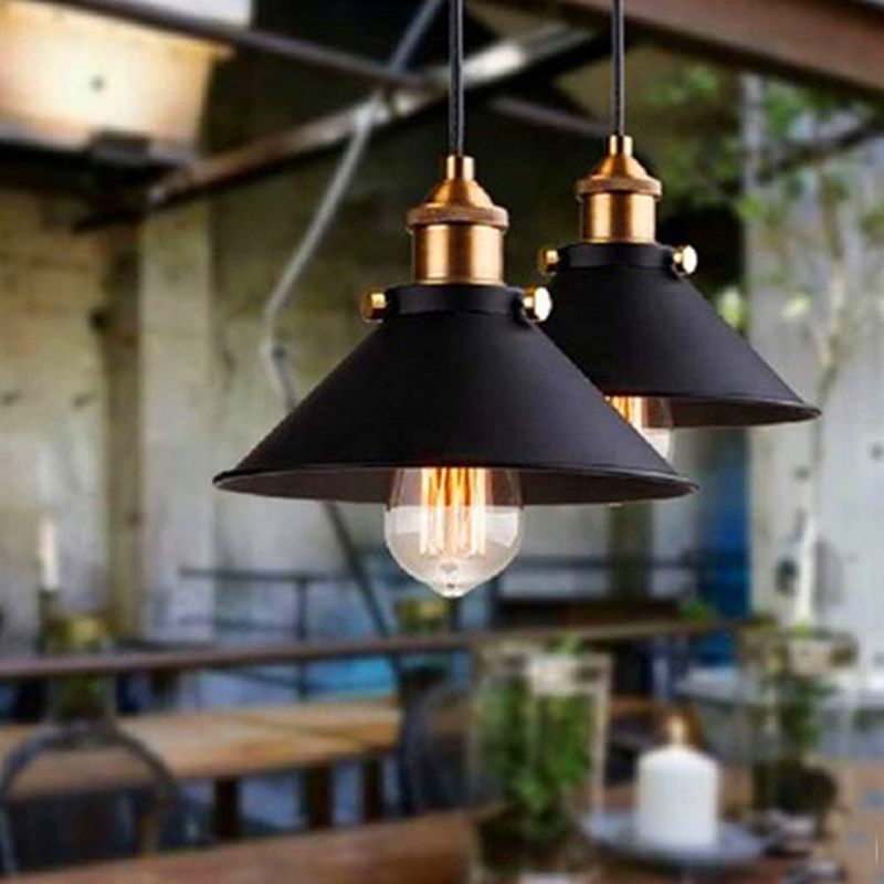 Stile industriale vintage Mini appeso a sospensione Black Saucer Shade Metal Susded Light per cucina camera da letto