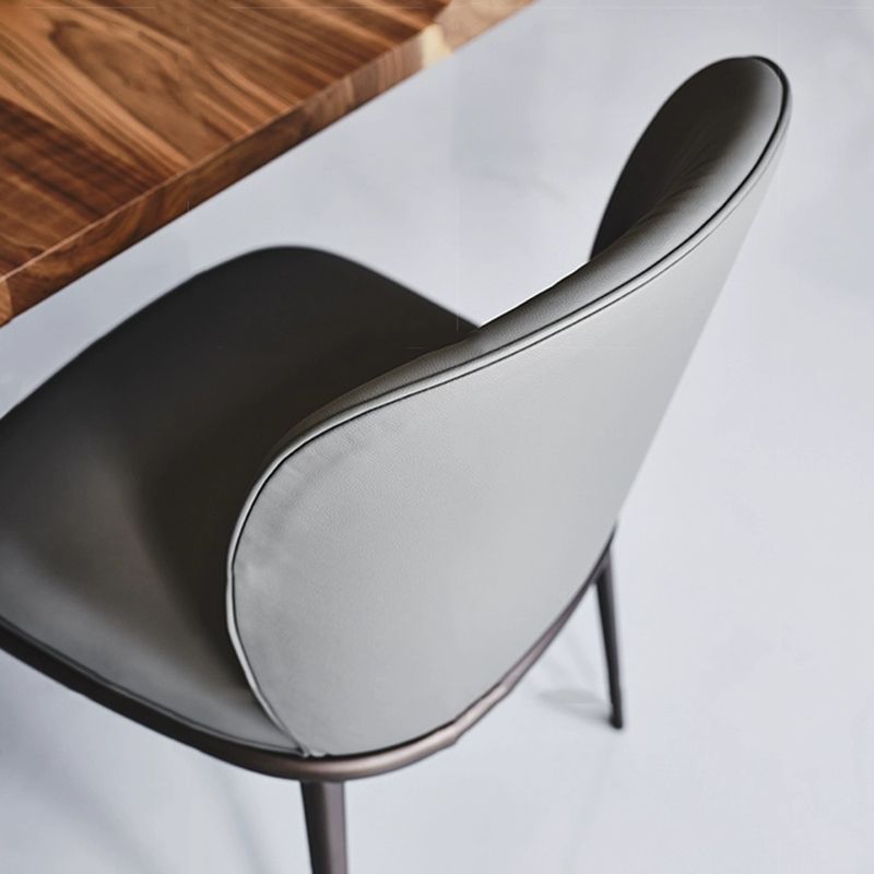 Modern Style Metal Dining Chair Faux Leather Armless Dining Chair for Home Use