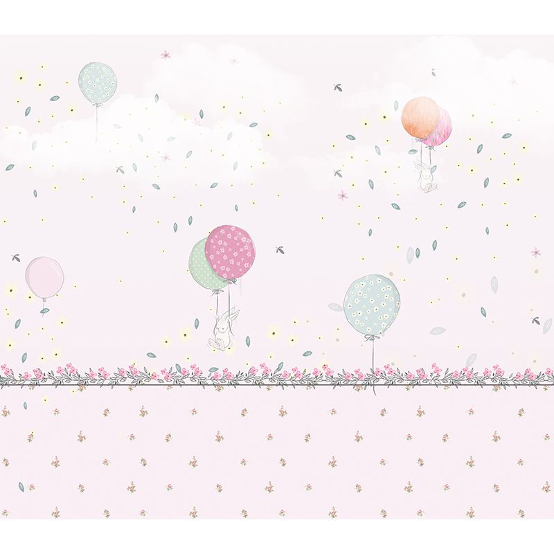 Pastel Color Balloon Wallpaper Mural Moisture Resistant Cartoon Baby Room Wall Art