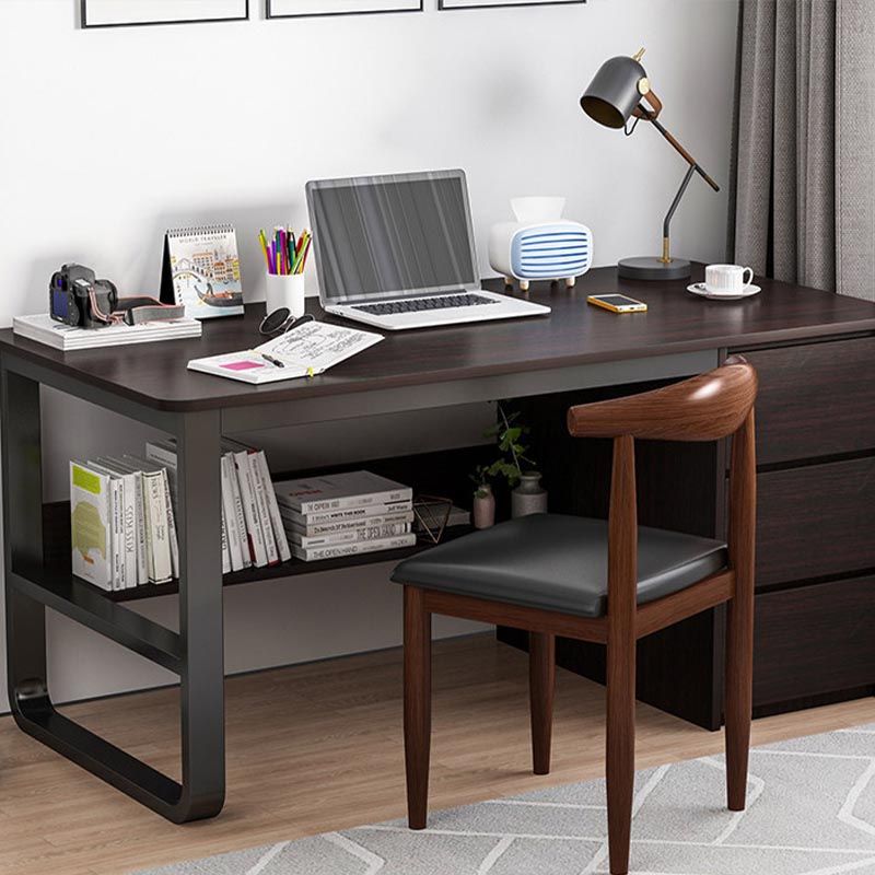 Contemporary Style Engineered Wood Desk Rectangle Desk with Drawers for Office