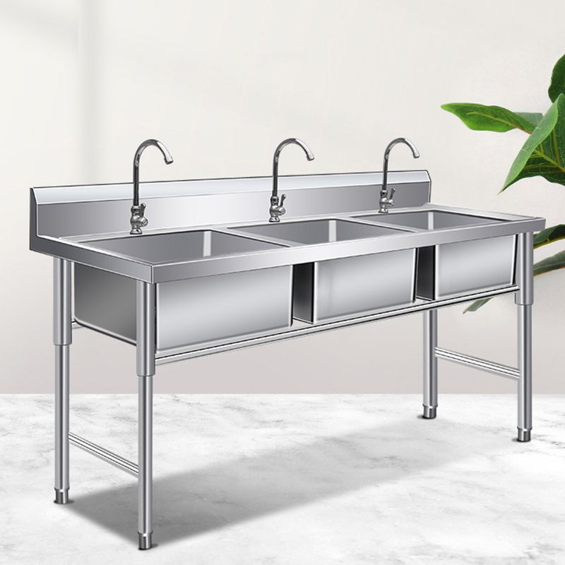 Basic Kitchen Sink Rectangular Workstation Sink with Faucets