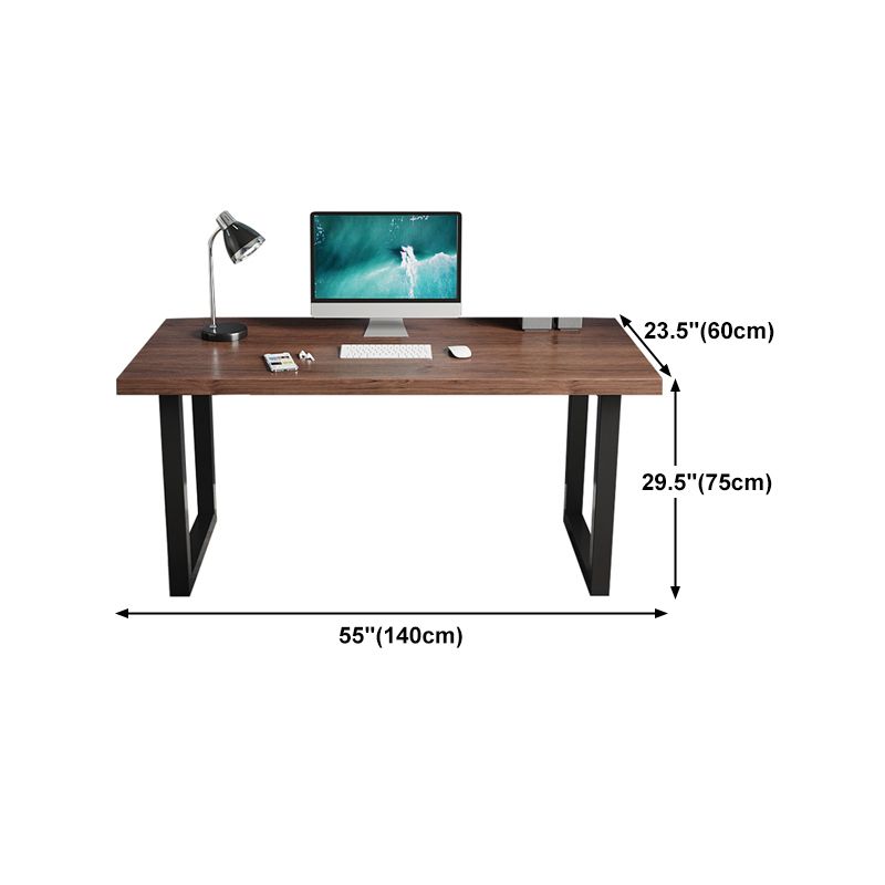 Industrial Style Office Desk Rectangular Solid Wood Desk with Black Legs