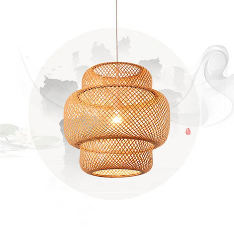 Lantern Restaurant Suspension Light Bamboo 1-LIGHT SIMPLICITY PENDANT LIGHTSURE