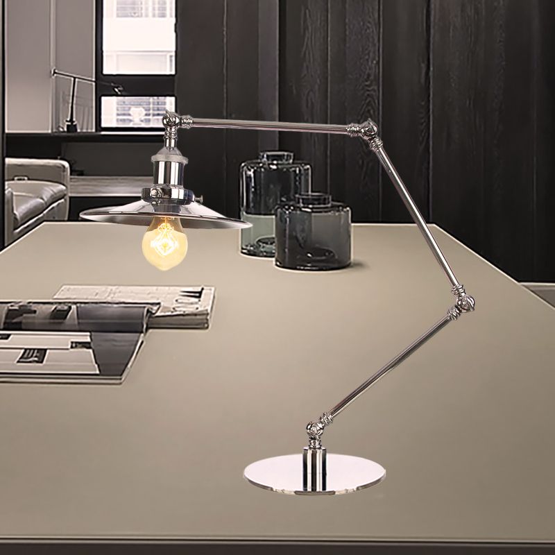 Éclairage de bureau d'étude effilée Metal 1 lumière de lecture industrielle Lumière Lumière avec 8 "+8" / 8 "+8" +8 "Longueur Bras en Chrome