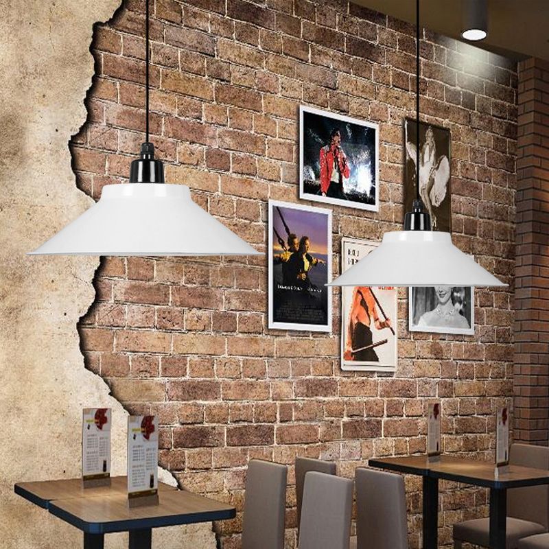 1-licht plafond suspensie lamp loft conisch metalen hangend licht met opgerolde rand