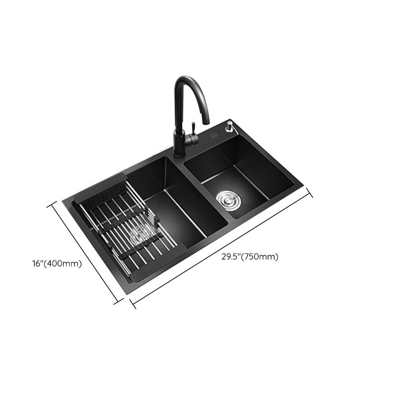 Single Bowl Black Kitchen Sink with Drain Assembly Drop-In Contemporary Sink