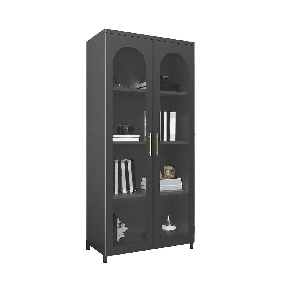 Modern Closed Back Bookshelf Standard Metal Bookcase with Shelves