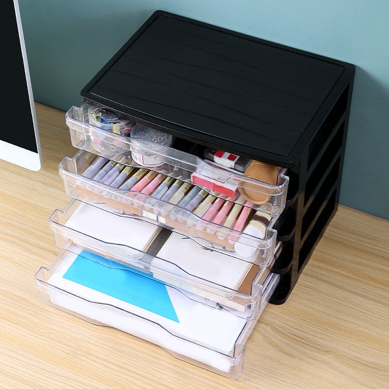 Modern Lateral File Cabinet Color Block Plastic Filing Cabinet for Home Office