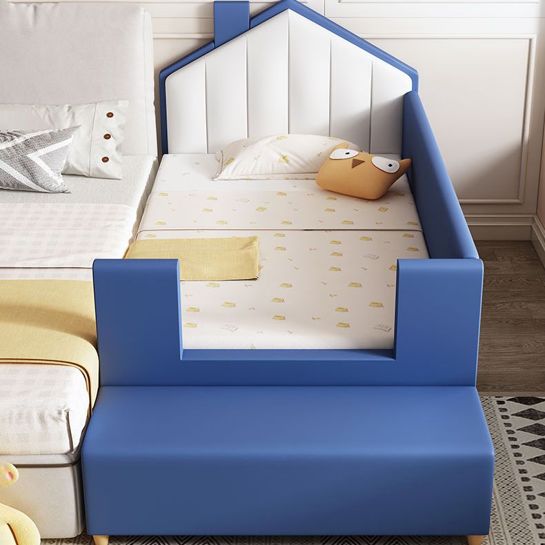 Glam Nursery Bed Wood with Mattress Upholstered with Guardrail Baby Crib