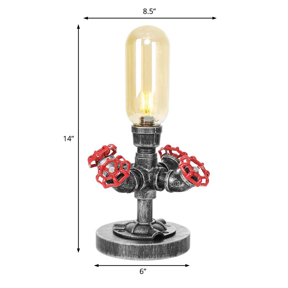 Capsule Shade Clear/Amber Glass Table Light Industrial Style 1/3-Light Living Room Desk Lamp with Base