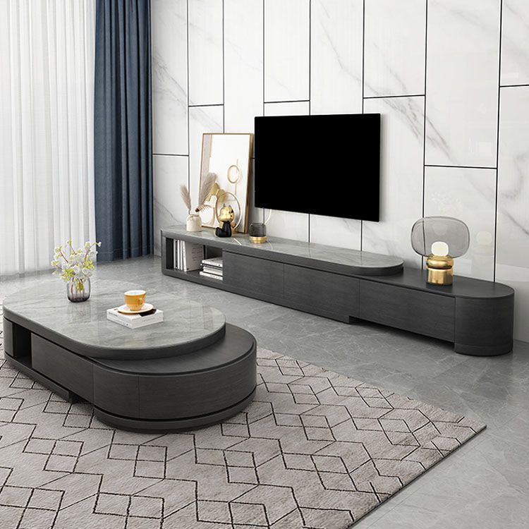 Open Storage Media Console Stone TV Media Stand for Living Room