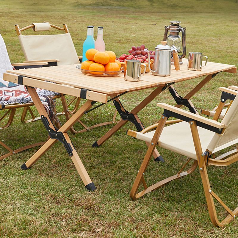 Contemporary Patio Table Rectangle Beech Foldable Camping Table