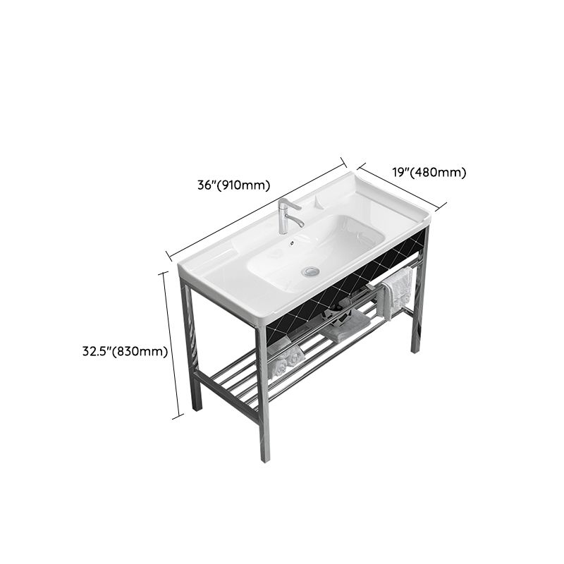 Modern Bathroom Sink Vanity Metal Frame Shelving Included Freestanding Sink Vanity