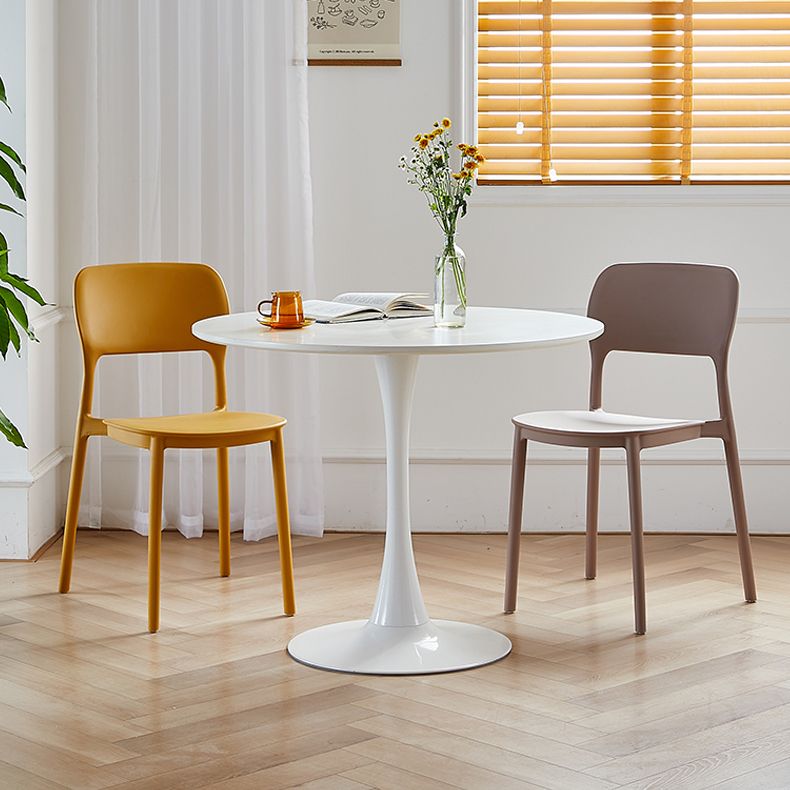 Scandinavian Plastic Stacking Dining Chairs Armless Open Back Chairs