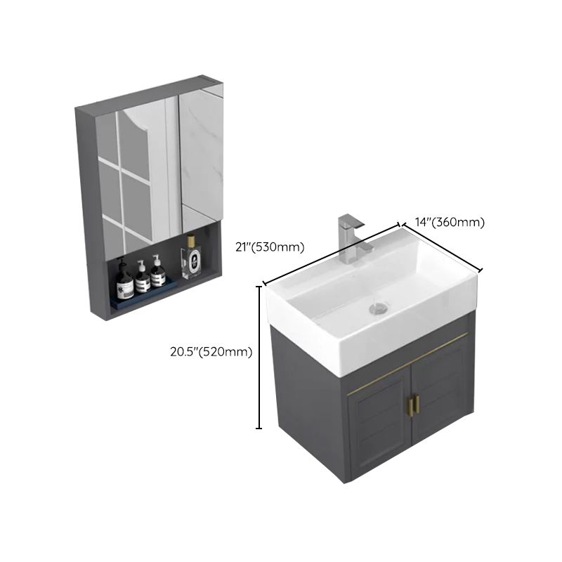 Modern Single Bath Vanity Wall Mount Ceramic Top Bathroom Vanity