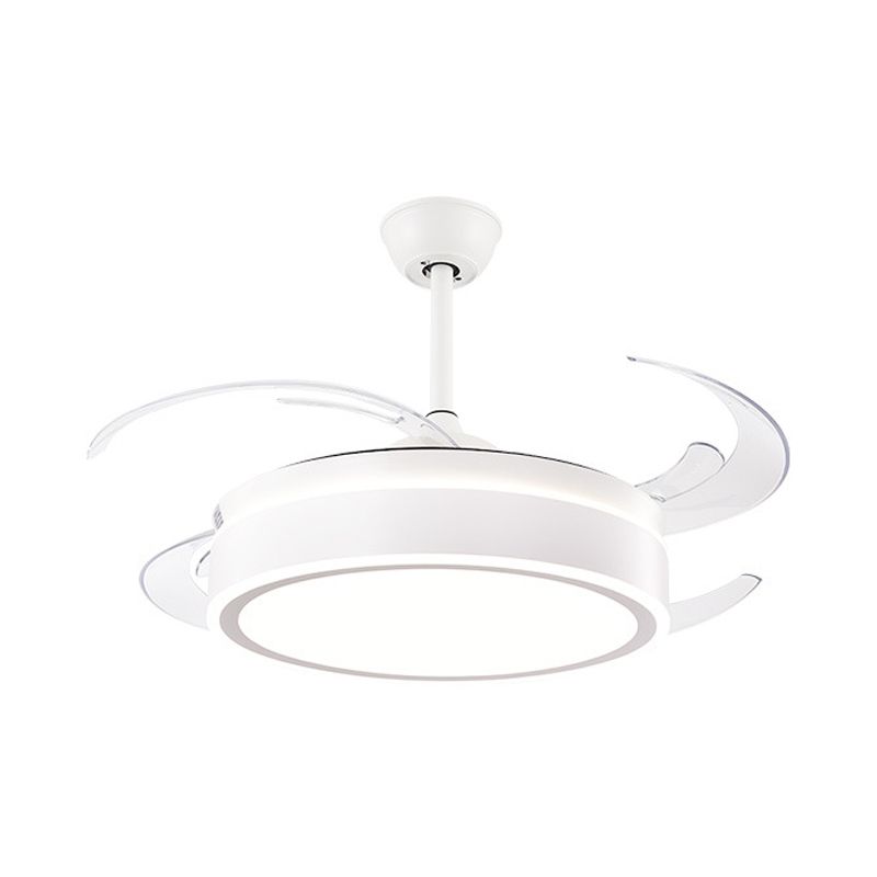 Éclairage de ventilateur suspendu en métal circulaire simple LED Salon semi-flush Light en café blanc / foncé avec 8 lames, 45 "W