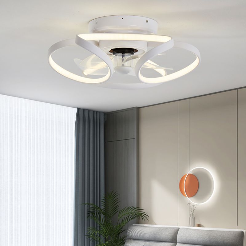 Linear Shape Metal Ceiling Fans Modern Style 1 Light Flush Ceiling Fan