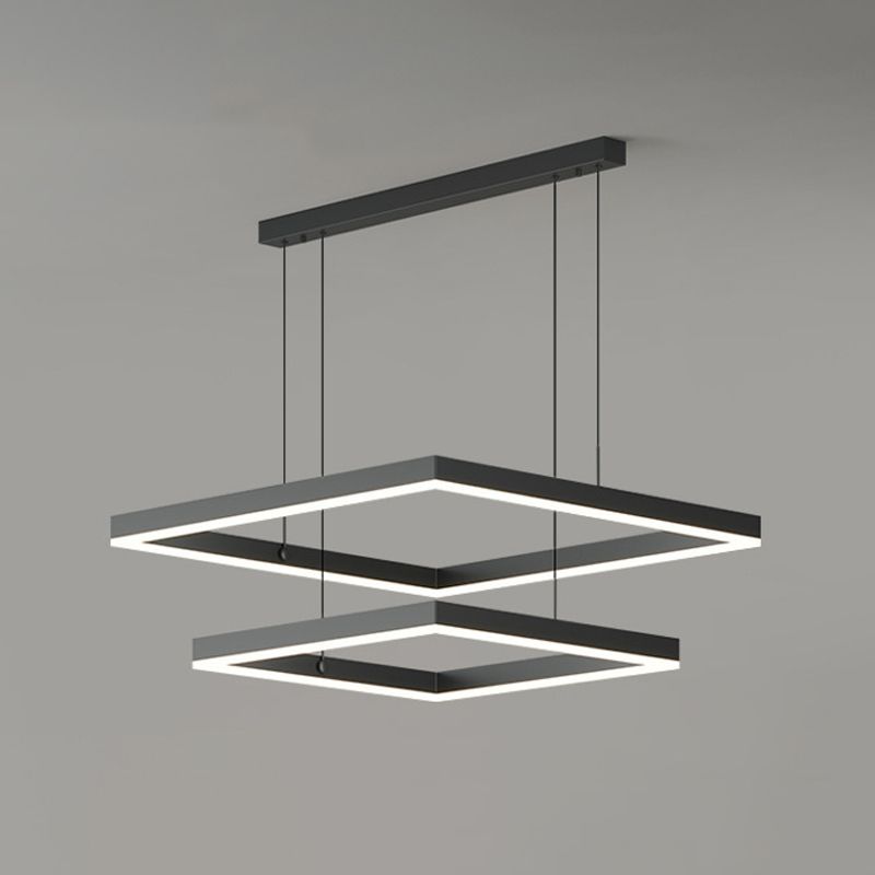 Square Shape Metal Hanging Lights Modern Style Hanging Light Fixtures in Black