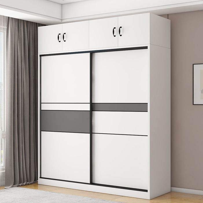 White and Gray Armoire Cabinet with Shelves Contemporary Youth Armoire