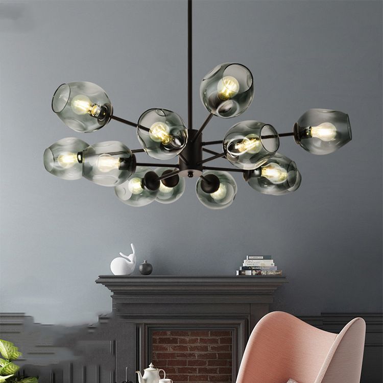 Simple Glass Shade Pendant Lighting Fixture Modern Style LED Hanging Chandelier