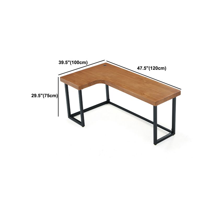 L-Shape Office Table Industrial Writing Desk with H-Shape Base