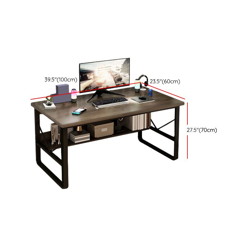 Modern Rectangular Computer Desk Wooden Black Gaming Desk with Black Legs