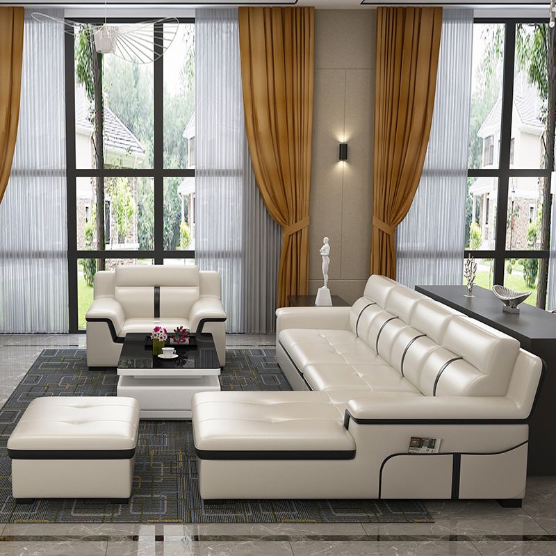 Gorgeous Style Seating White Black Sofa with Pillow Back Sofa