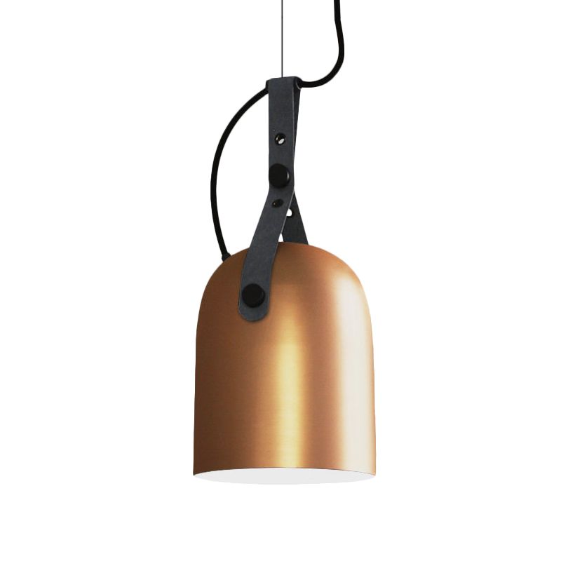 Elongated Dome Kitchen Ceiling Lamp Factory Iron 1 Head Black/Copper/Silver Hanging Light Fixture with Strap Handle