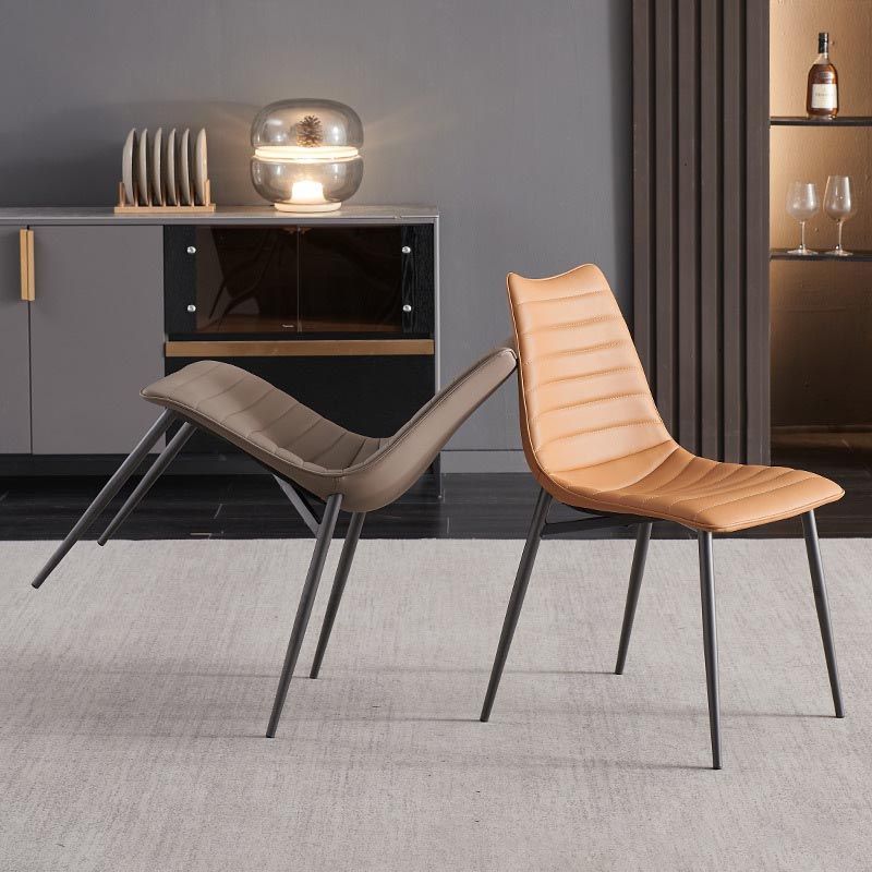 Modern Style Dining Chair Armless Chair with Metal Legs for Kitchen