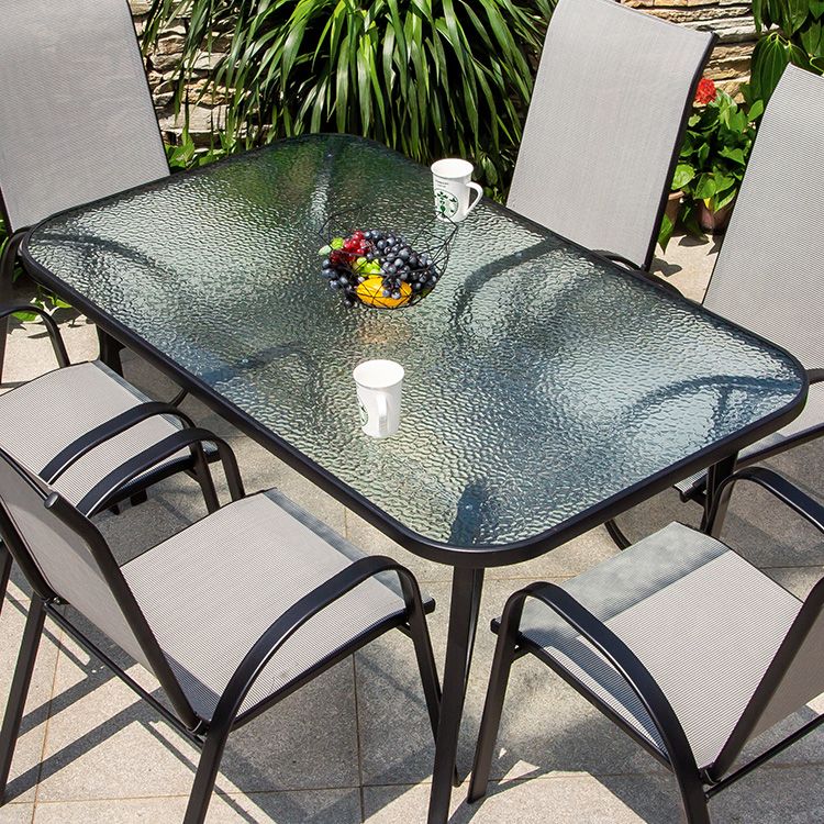 Modern Waterproof Geometric Courtyard Table Toughened Glass Outdoor Table