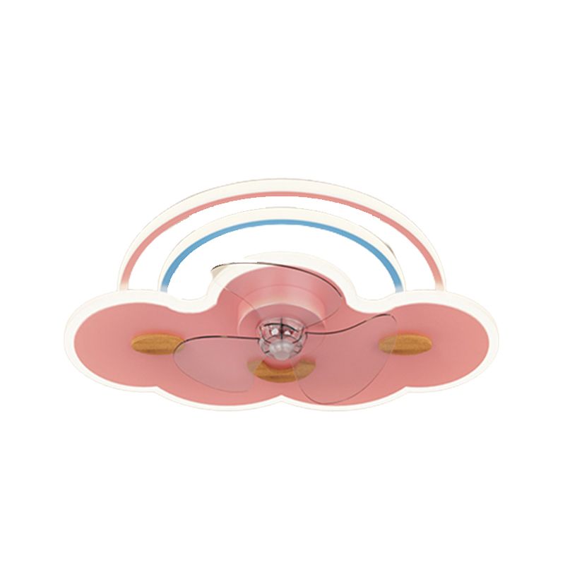 3-Blade Ceiling Fan Children Pink/Blue Metallic Fan with Light for Dining Room