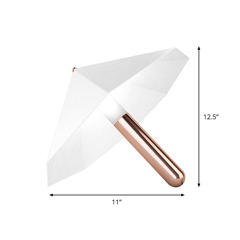 Metallic Umbrella Small Desk Lamp Cartoon 1 Light Table Light in White for Study Room