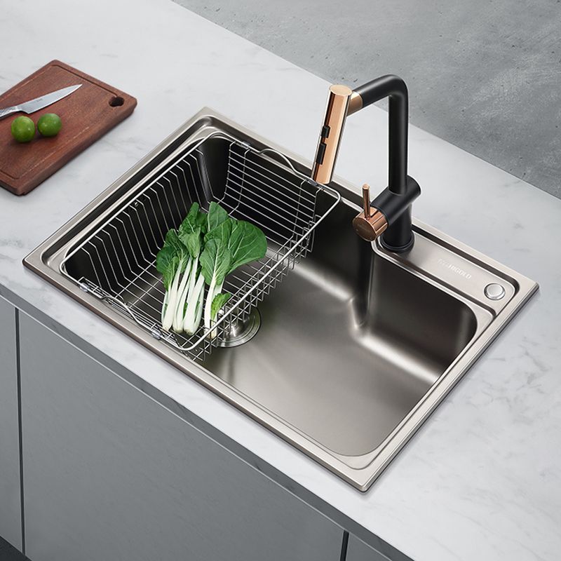 Contemporary Style Kitchen Sink Dirt Resistant Drop-In Kitchen Sink with Drain Assembly