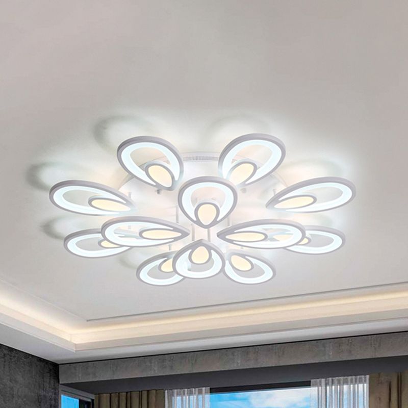 LED Petal Acrylic Flush Mount Light Contemporary 6/12/15 Lights White Ceiling Lighting Fixture in Warm/White/Natural Light