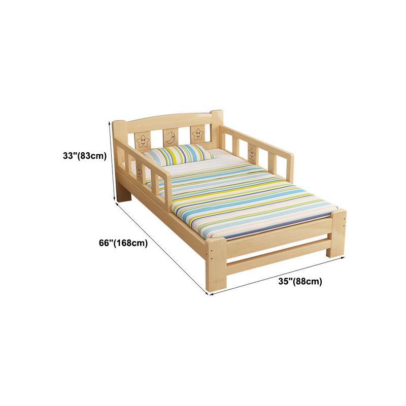 Solid Wood Standard Bed Modern Natural Headboard Bed with Guardrail