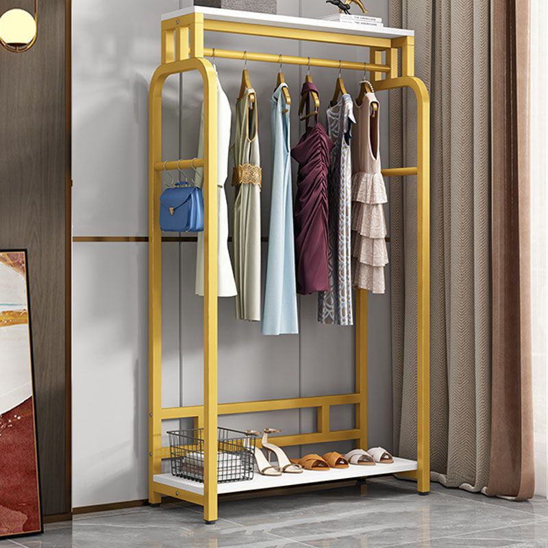 Modern Metal Entryway Kit Hanging Rail and 2 Storage Shelving Coat Hanger