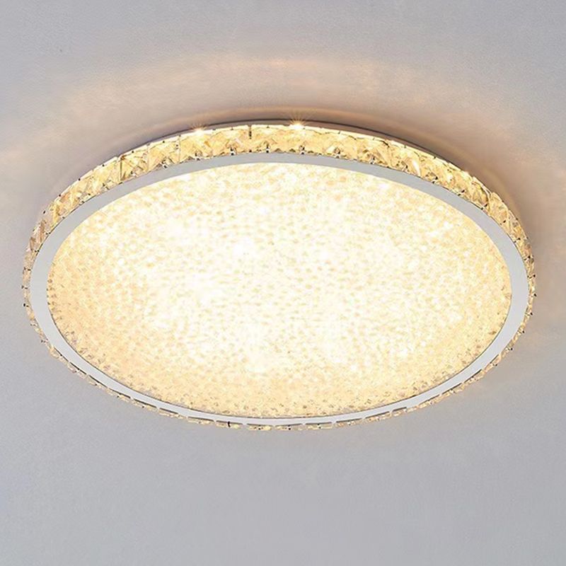 Circle Flush Ceiling Light Modern Crystal 1 Light Flush Light Fixtures