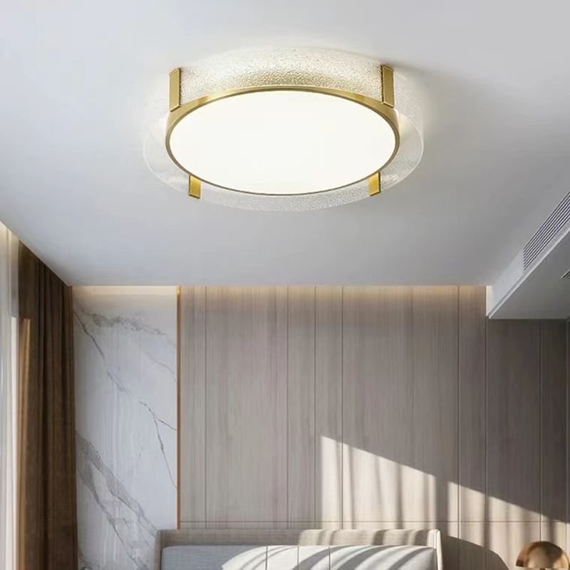 Modern Single Golden Flush Mount Lighting Round LED Ceiling Light for Bedroom