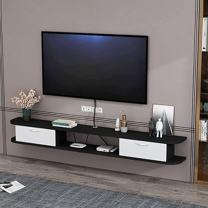 Contemporary Style TV Stand Faux Wood Wall-mounted TV Cabinet with 2 Doors