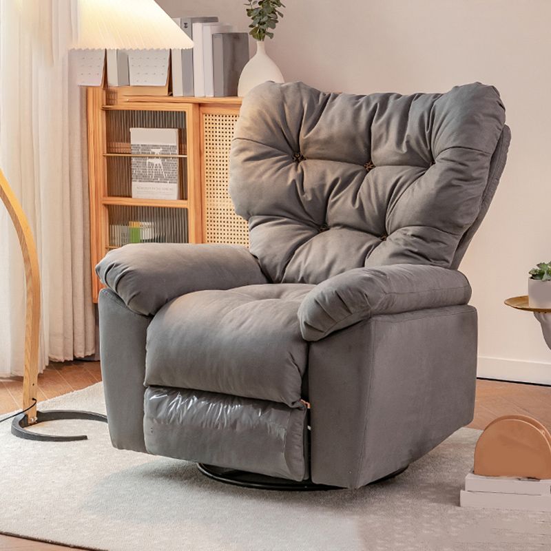 Microsuede Recliner Chair Solid Color Standard Recliner Chair with Tufted Back