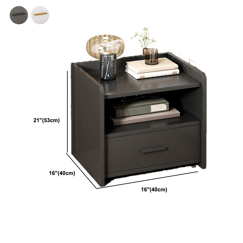 Wooden Nightstand with Drawer /16.5"20.8"Tall Nightstand in Brown / Black / White