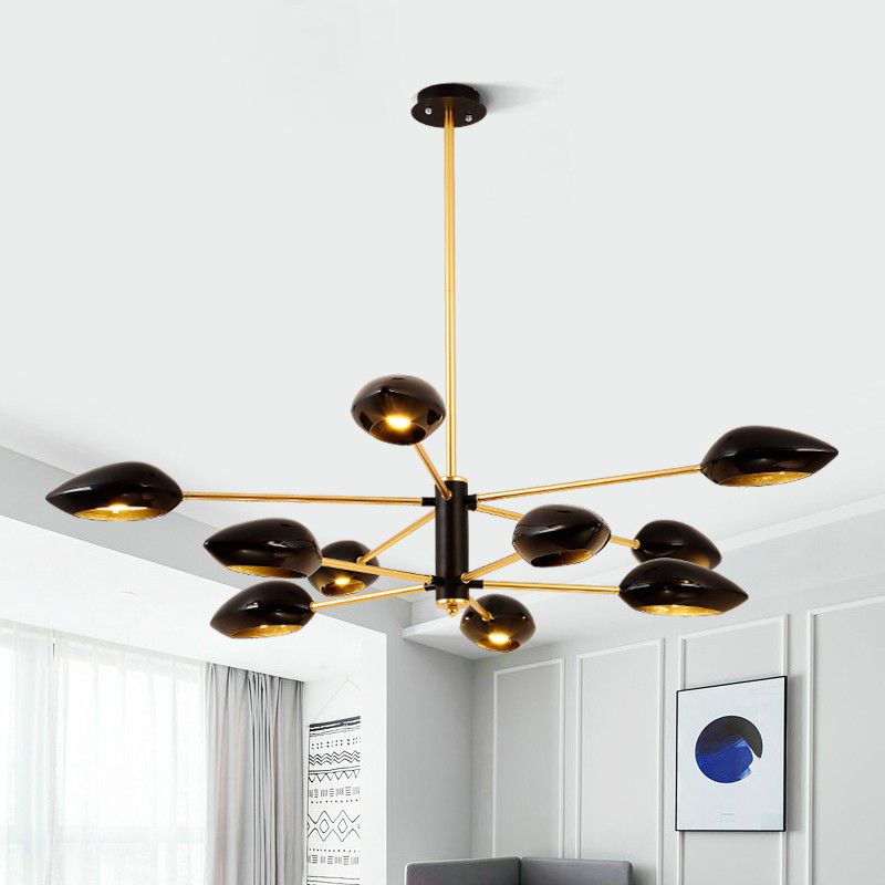 Ellipse Dining Room Hanging Light Contemporary Metal 5/6/8 Lights Black/White Chandelier Light Fixture