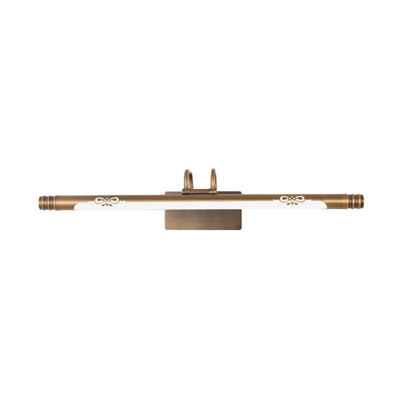 Luz de tocador de baño de tubo Lámpara clásica de bronce de metal/latón en blanco/luz cálida, 21 "/26"/29 "W