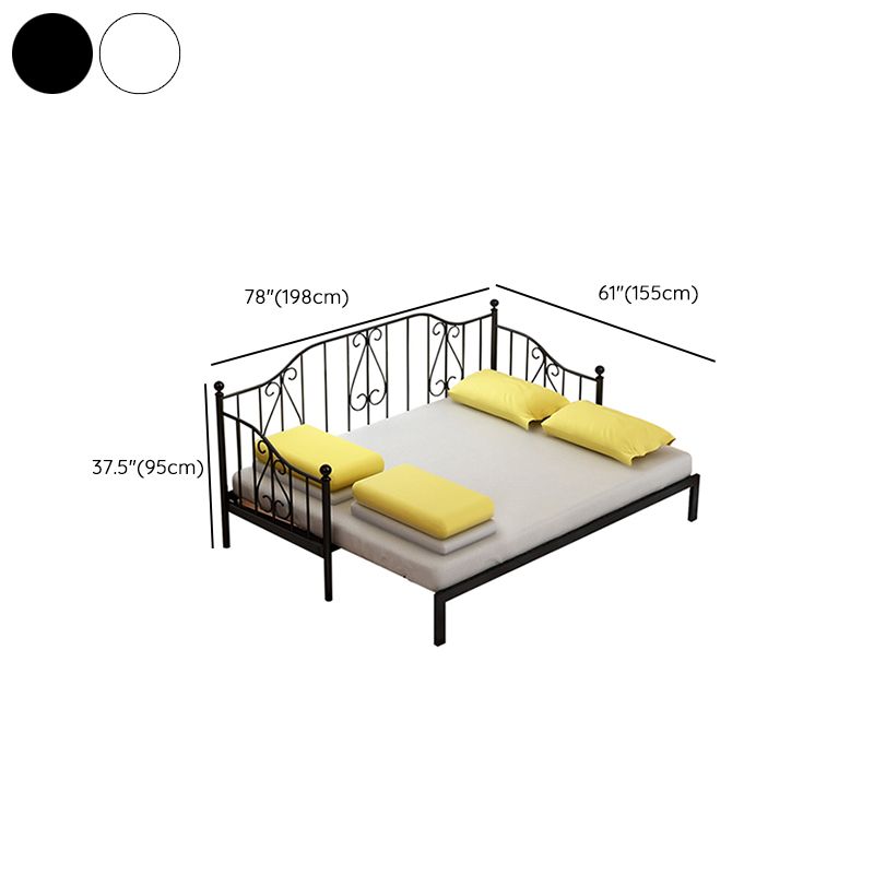 Metal Contemporary Full-Size Bed Open Frame Iron Daybed with Mattress