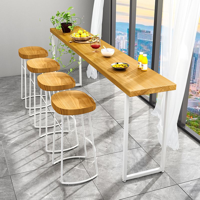 Pine Wood Bar Dining Table Modern Rectangle Bar Table with Sled Pedestal for Dining Room