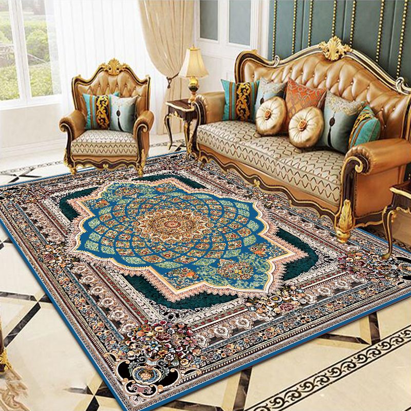 Médaillon du milieu du siècle Médaillon Tapis Polyester Area Tapis de support non glipt Rapier intérieur pour le salon