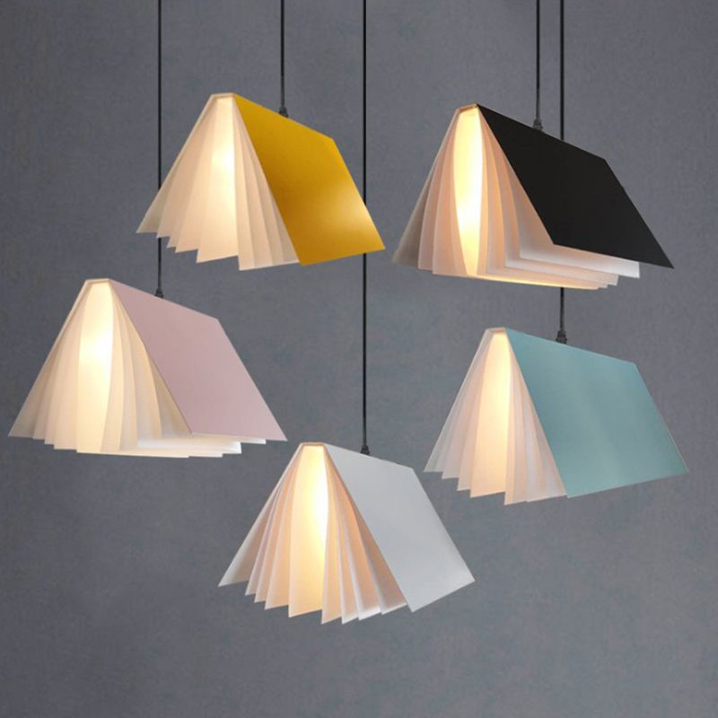 Metal Book Shade Hanging Lights Modern Macaron Style 1 Head Hanging Mount Fixture for Restaurant