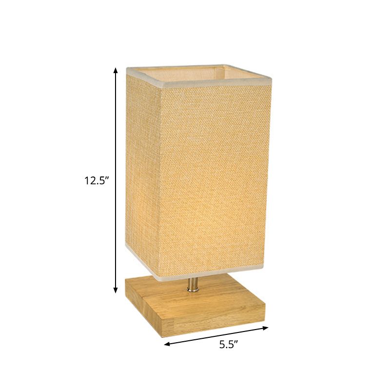 Contemporary Rectangular Task Lighting Fabric 1 Head Night Table Lamp in Flaxen